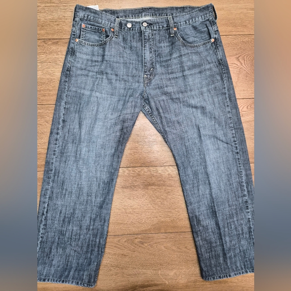 ​Levi’s 569 Loose Straight Leg Mens Jeans Blue Denim 38x27 Hemmed Professionally
